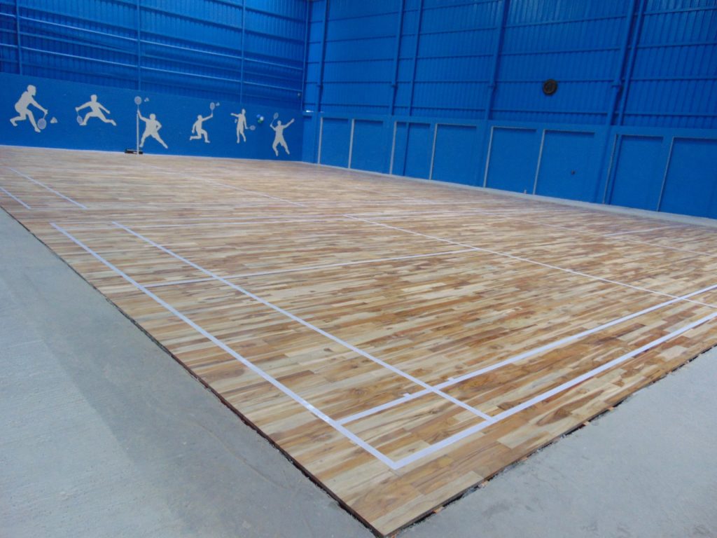 wooden badminton court flooring