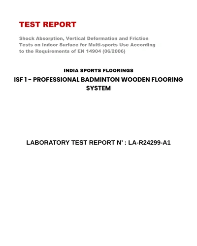 Badminton Wooden flooring Test Report